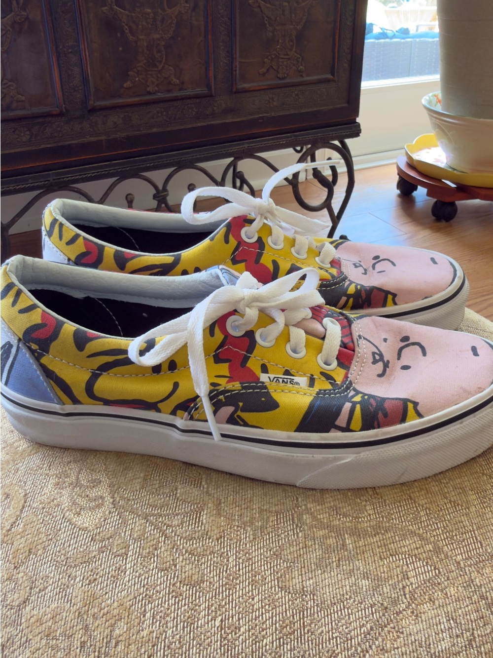Vans Low Top Yellow Pink Character Print Sneakers